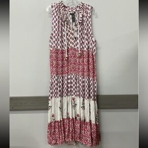 NWT Chelsea & Theodore Boho Pink Floral Maxi Dress.  Size 2X